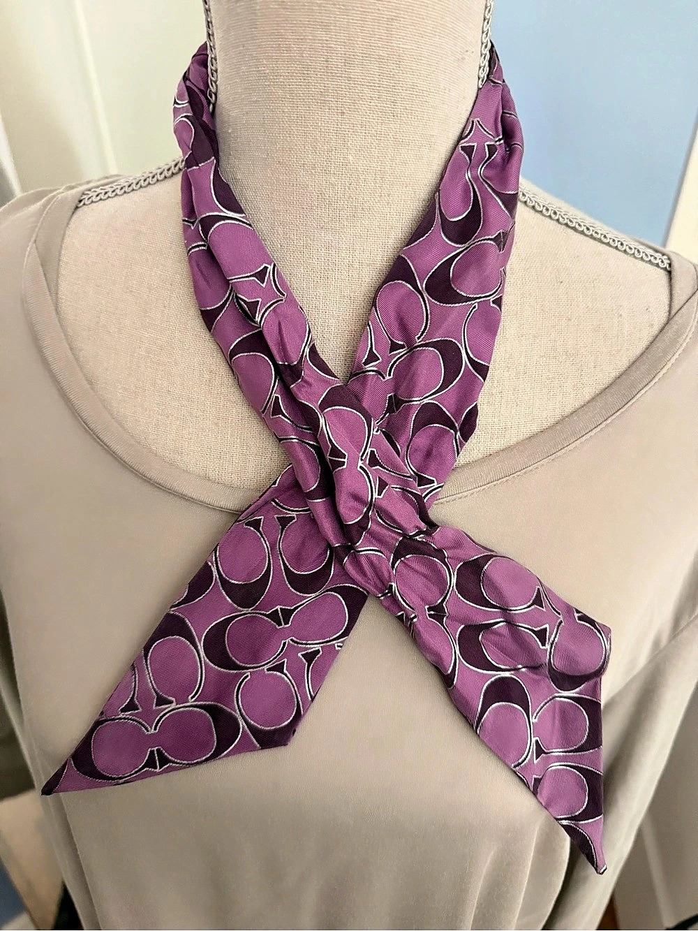 Coach Signature Skinny Scarf Purple & Pink